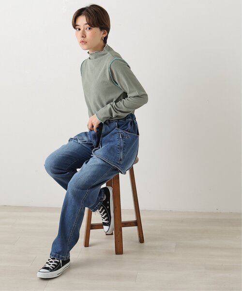 DOUBLE NAME(ダブルネーム)の「前後2WAY配色メロープルオーバー(Tシャツ/カットソー・レディース・ブラック/オレンジ/グリーン/キナリ・FREE)」の11枚目の写真