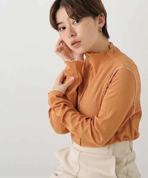 DOUBLE NAME(ダブルネーム)の「前後2WAY配色メロープルオーバー(Tシャツ/カットソー・レディース・ブラック/オレンジ/グリーン/キナリ・FREE)」の13枚目の写真