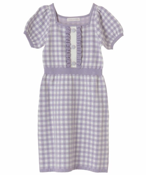 31 Sons de mode（トランテアン　ソン　ドゥ　モード）の「ギンガムジャガードニットワンピース（ワンピース・レディース・ブラック/イエロー/ラベンダー・36）」の10枚目の写真