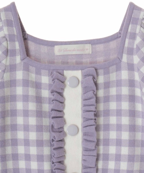 31 Sons de mode（トランテアン　ソン　ドゥ　モード）の「ギンガムジャガードニットワンピース（ワンピース・レディース・ブラック/イエロー/ラベンダー・36）」の5枚目の写真