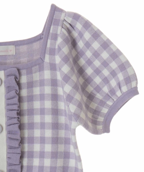 31 Sons de mode（トランテアン　ソン　ドゥ　モード）の「ギンガムジャガードニットワンピース（ワンピース・レディース・ブラック/イエロー/ラベンダー・36）」の12枚目の写真