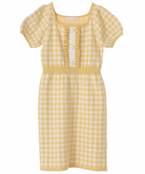 31 Sons de mode（トランテアン　ソン　ドゥ　モード）の「ギンガムジャガードニットワンピース（ワンピース・レディース・ブラック/イエロー/ラベンダー・36）」の8枚目の写真