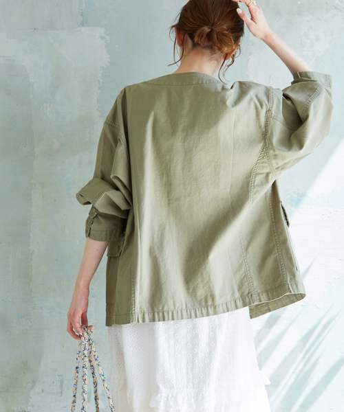 SLOBE IENA（スローブイエナ）の「TYPE F2 ミリタリージャケット◆（ミリタリージャケット・レディース・カーキ/ナチュラル・FREE）」の21枚目の写真