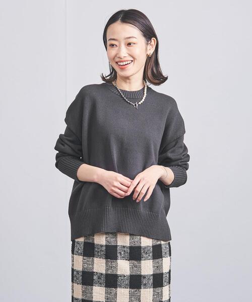 UNITED ARROWS（ユナイテッドアローズ）の「＜UNITED ARROWS＞C/N サイドスリット ニット W（ニット/セーター・レディース・オフホワイト/ピンク/ダークグレー・FREE）」の3枚目の写真