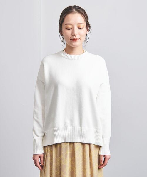 UNITED ARROWS（ユナイテッドアローズ）の「＜UNITED ARROWS＞C/N サイドスリット ニット W（ニット/セーター・レディース・オフホワイト/ピンク/ダークグレー・FREE）」の4枚目の写真