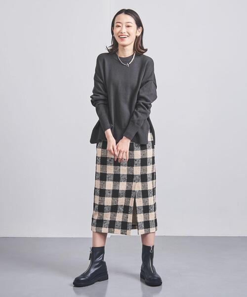 UNITED ARROWS（ユナイテッドアローズ）の「＜UNITED ARROWS＞C/N サイドスリット ニット W（ニット/セーター・レディース・オフホワイト/ピンク/ダークグレー・FREE）」の10枚目の写真