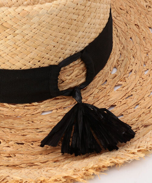 FERRUCCIO VECCHI（フェリシオベッキ）の「【FERRUCCIO VECCHI/フェルッチョ ベッキ】ラフィア透かし編みブリムハット（ハット・レディース・ブラック/ベージュ・FREE）」の7枚目の写真