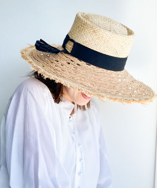 FERRUCCIO VECCHI（フェリシオベッキ）の「【FERRUCCIO VECCHI/フェルッチョ ベッキ】ラフィア透かし編みブリムハット（ハット・レディース・ブラック/ベージュ・FREE）」の10枚目の写真