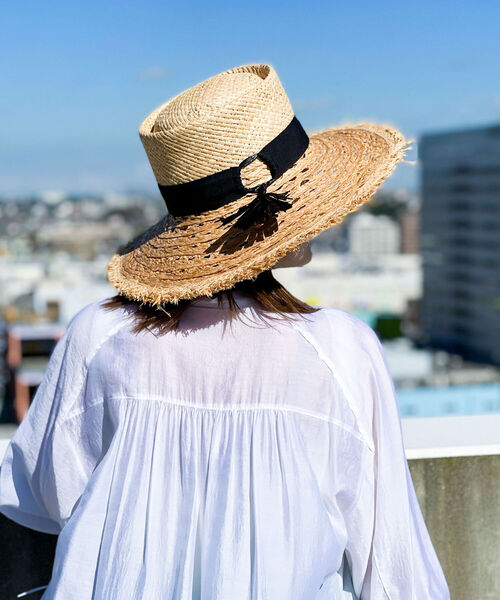 FERRUCCIO VECCHI（フェリシオベッキ）の「【FERRUCCIO VECCHI/フェルッチョ ベッキ】ラフィア透かし編みブリムハット（ハット・レディース・ブラック/ベージュ・FREE）」の9枚目の写真