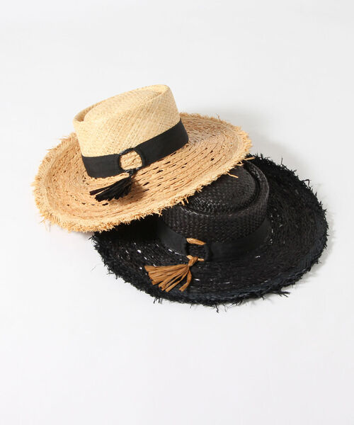 FERRUCCIO VECCHI（フェリシオベッキ）の「【FERRUCCIO VECCHI/フェルッチョ ベッキ】ラフィア透かし編みブリムハット（ハット・レディース・ブラック/ベージュ・FREE）」の12枚目の写真