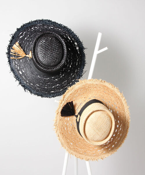FERRUCCIO VECCHI（フェリシオベッキ）の「【FERRUCCIO VECCHI/フェルッチョ ベッキ】ラフィア透かし編みブリムハット（ハット・レディース・ブラック/ベージュ・FREE）」の13枚目の写真