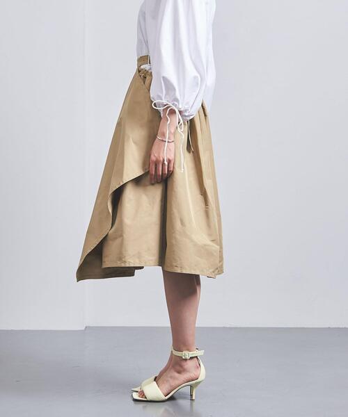 EZUMi（エズミ）の「＜EZUMi（エズミ）＞アシンメトリー ギャザー スカート（スカート・レディース・ブラック/ベージュ・S/M）」の4枚目の写真