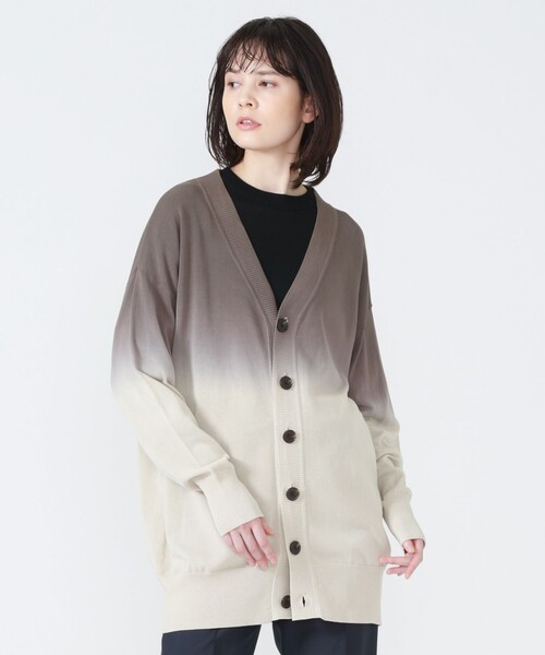 LOVELESS（ラブレス）の「グラデーション ハイゲージ ルーズフィット カーディガン（カーディガン/ボレロ・レディース・グレー系その他2/ライトグリーン・FREE）」の2枚目の写真