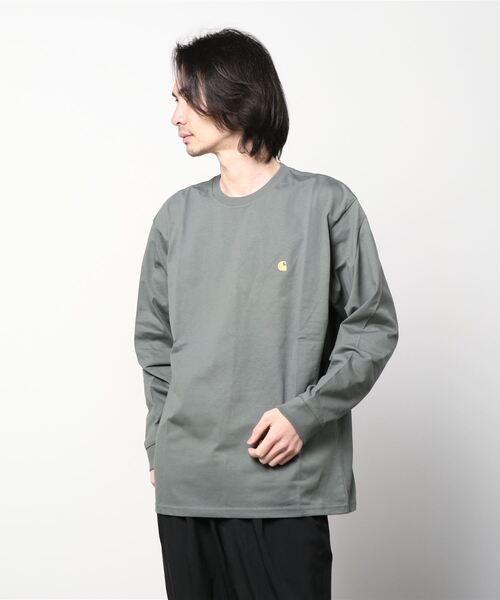 Carhartt WIP(カーハートダブリューアイピー)の「L/S CHASE T-SHIRT(Tシャツ/カットソー・メンズ・ダークネイビー/スカイブルー/アッシュ/カーキ/ライトグリーン/ライトピンク/ブラック/ホワイト・SMALL/LARGE/MEDIUM/X-LARGE/X-SMALL)」の5枚目の写真