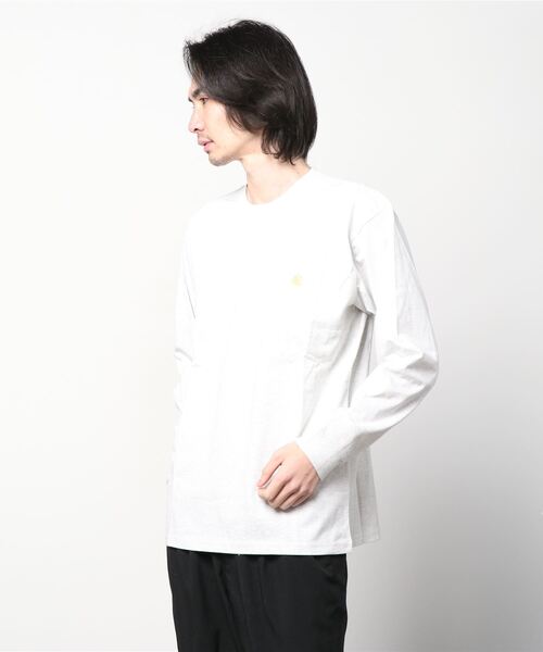 Carhartt WIP(カーハートダブリューアイピー)の「L/S CHASE T-SHIRT(Tシャツ/カットソー・メンズ・ダークネイビー/スカイブルー/アッシュ/カーキ/ライトグリーン/ライトピンク/ブラック/ホワイト・SMALL/LARGE/MEDIUM/X-LARGE/X-SMALL)」の4枚目の写真