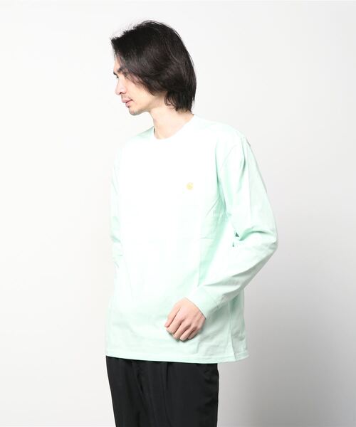Carhartt WIP(カーハートダブリューアイピー)の「L/S CHASE T-SHIRT(Tシャツ/カットソー・メンズ・ダークネイビー/スカイブルー/アッシュ/カーキ/ライトグリーン/ライトピンク/ブラック/ホワイト・SMALL/LARGE/MEDIUM/X-LARGE/X-SMALL)」の6枚目の写真