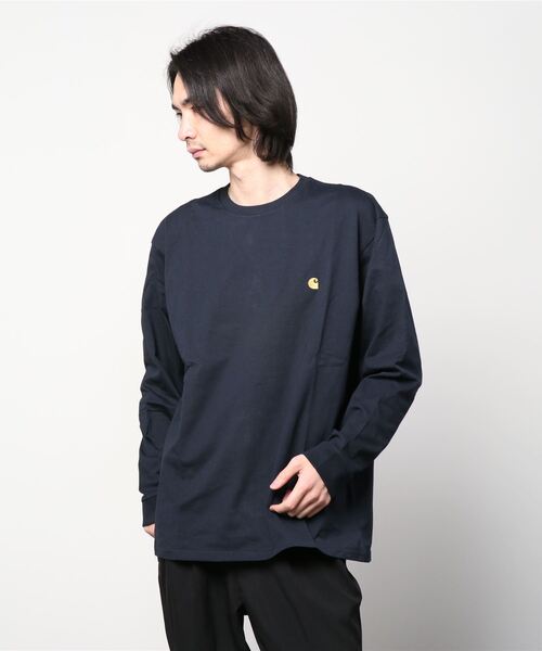 Carhartt WIP(カーハートダブリューアイピー)の「L/S CHASE T-SHIRT(Tシャツ/カットソー・メンズ・ダークネイビー/スカイブルー/アッシュ/カーキ/ライトグリーン/ライトピンク/ブラック/ホワイト・SMALL/LARGE/MEDIUM/X-LARGE/X-SMALL)」の7枚目の写真