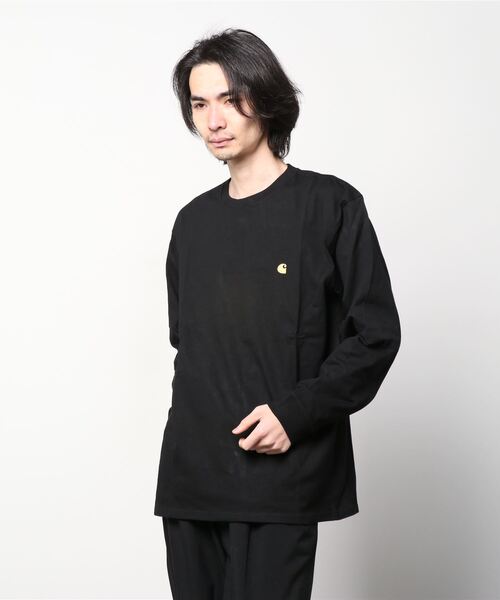 Carhartt WIP(カーハートダブリューアイピー)の「L/S CHASE T-SHIRT(Tシャツ/カットソー・メンズ・ダークネイビー/スカイブルー/アッシュ/カーキ/ライトグリーン/ライトピンク/ブラック/ホワイト・SMALL/LARGE/MEDIUM/X-LARGE/X-SMALL)」の3枚目の写真