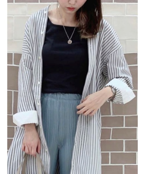 Lugnoncure（ルノンキュール）の「スクエアネックリブタンクトップ（タンクトップ・レディース・ベージュ/オフホワイト/チャコール・ﾌﾘ-）」の7枚目の写真