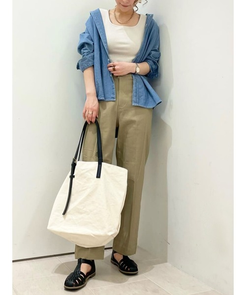 Lugnoncure（ルノンキュール）の「スクエアネックリブタンクトップ（タンクトップ・レディース・ベージュ/オフホワイト/チャコール・ﾌﾘ-）」の8枚目の写真