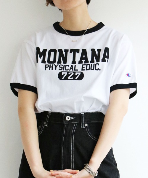 Champion(チャンピオン)の「Champion チャンピオン カレッジプリントTシャツ(Tシャツ/カットソー・レディース・ボルドー/ネイビー/ベージュ/ブラック・S/M/L)」の2枚目の写真