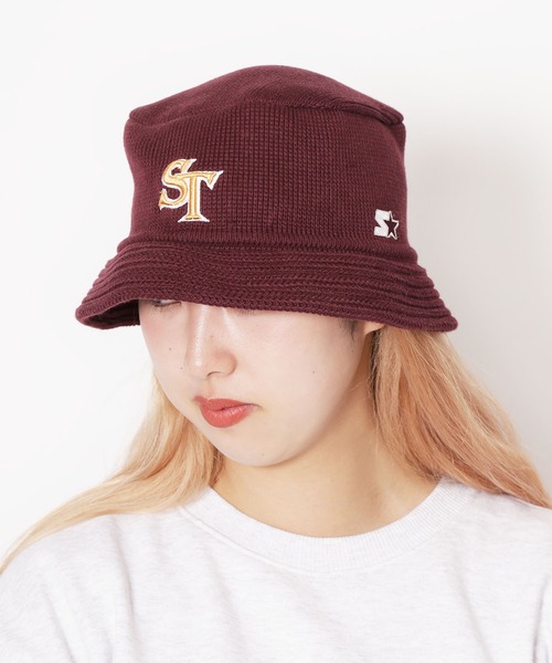 STARTER（スターター）の「STARTER/スターター STC KNIT BUCKETベーシック コットン ニットバケットハット クロシェハット（ハット・メンズ・ホワイト/ブラック/ブルー/ライトブラウン/バーガンディー・FREE）」の5枚目の写真