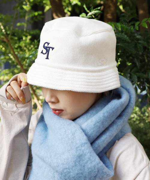 STARTER（スターター）の「STARTER/スターター STC KNIT BUCKETベーシック コットン ニットバケットハット クロシェハット（ハット・メンズ・ホワイト/ブラック/ブルー/ライトブラウン/バーガンディー・FREE）」の2枚目の写真