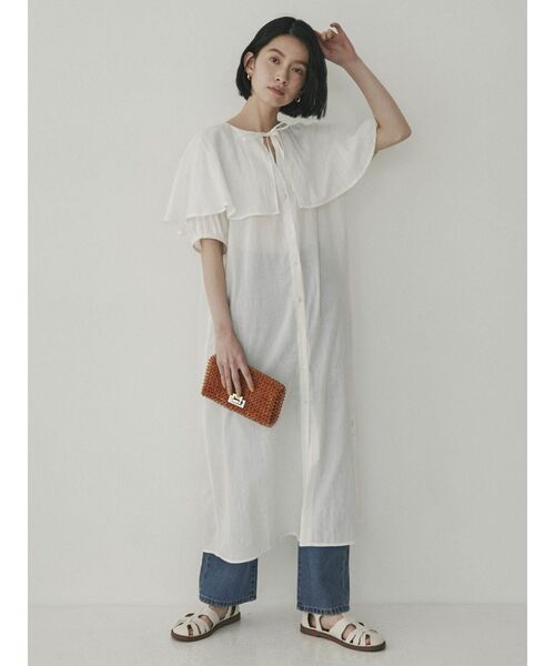 COTORICA（コトリカ）の「ケープカラーシャツワンピース（ワンピース・レディース・ブラック/オフホワイト/ブルー/グリーン・FREE）」の20枚目の写真