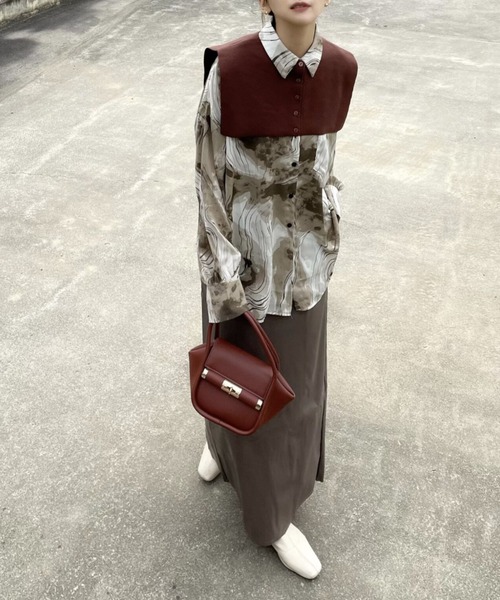 OWLLIDA apartment.(オルリダアパートメント)の「Nuance shirt with knit color(シャツ/ブラウス・レディース・ブラック/ブラウン・FREE)」の1枚目の写真