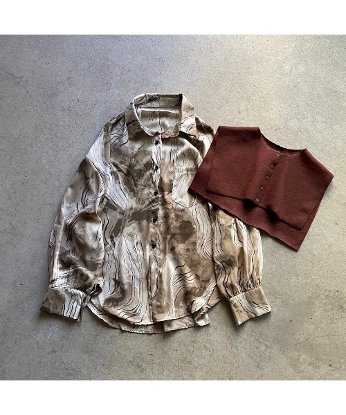 OWLLIDA apartment.(オルリダアパートメント)の「Nuance shirt with knit color(シャツ/ブラウス・レディース・ブラック/ブラウン・FREE)」の13枚目の写真