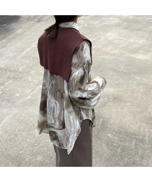 OWLLIDA apartment.(オルリダアパートメント)の「Nuance shirt with knit color(シャツ/ブラウス・レディース・ブラック/ブラウン・FREE)」の3枚目の写真