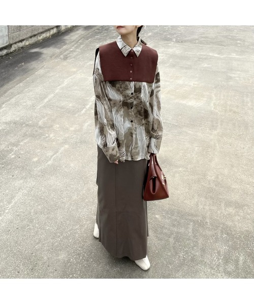 OWLLIDA apartment.(オルリダアパートメント)の「Nuance shirt with knit color(シャツ/ブラウス・レディース・ブラック/ブラウン・FREE)」の11枚目の写真