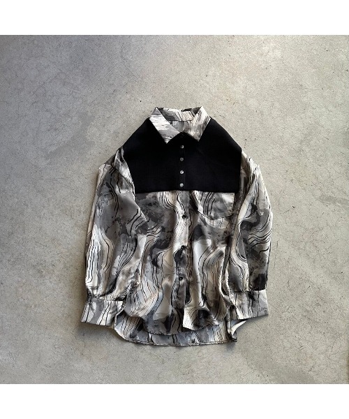OWLLIDA apartment.(オルリダアパートメント)の「Nuance shirt with knit color(シャツ/ブラウス・レディース・ブラック/ブラウン・FREE)」の9枚目の写真