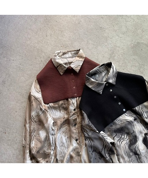 OWLLIDA apartment.(オルリダアパートメント)の「Nuance shirt with knit color(シャツ/ブラウス・レディース・ブラック/ブラウン・FREE)」の12枚目の写真