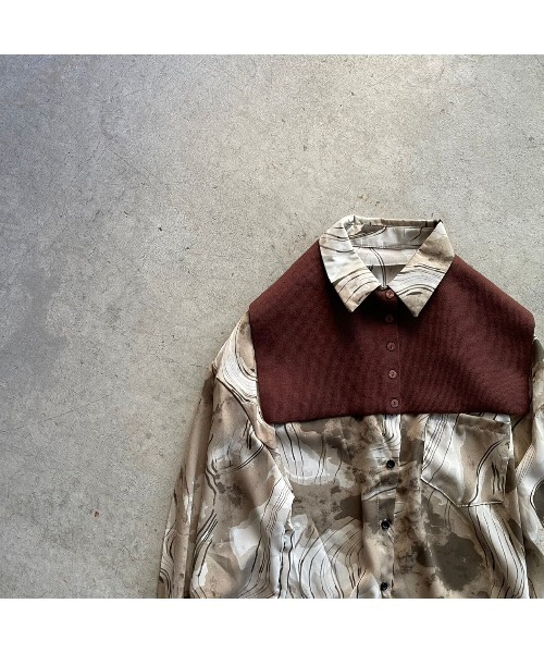 OWLLIDA apartment.(オルリダアパートメント)の「Nuance shirt with knit color(シャツ/ブラウス・レディース・ブラック/ブラウン・FREE)」の5枚目の写真
