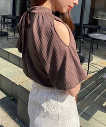 one after another NICE CLAUP | バルーンスリーブ肩あきテレコトップス(Tシャツ/カットソー)