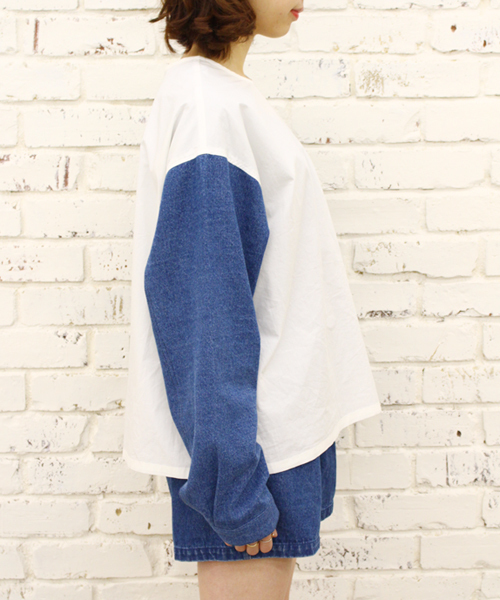 Kastane（カスタネ）の「【Kastane】デニムBIGブラウス（シャツ/ブラウス・レディース・ホワイト/カーキ/ブルー・FREE）」の5枚目の写真