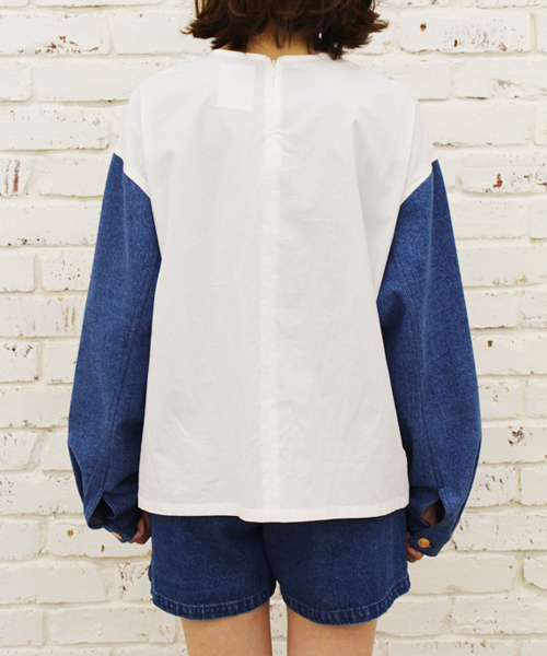 Kastane（カスタネ）の「【Kastane】デニムBIGブラウス（シャツ/ブラウス・レディース・ホワイト/カーキ/ブルー・FREE）」の6枚目の写真