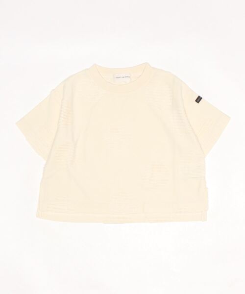 quoti use fith（クゥオティ　ユース　フィス）の「ドットジャガード 6分袖ビッグTシャツ（Tシャツ/カットソー・キッズ・チャコールグレー/ベージュ/ホワイト・110/130/90/100/120/80）」の5枚目の写真