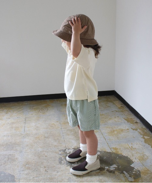 quoti use fith（クゥオティ　ユース　フィス）の「ドットジャガード 6分袖ビッグTシャツ（Tシャツ/カットソー・キッズ・チャコールグレー/ベージュ/ホワイト・110/130/90/100/120/80）」の8枚目の写真