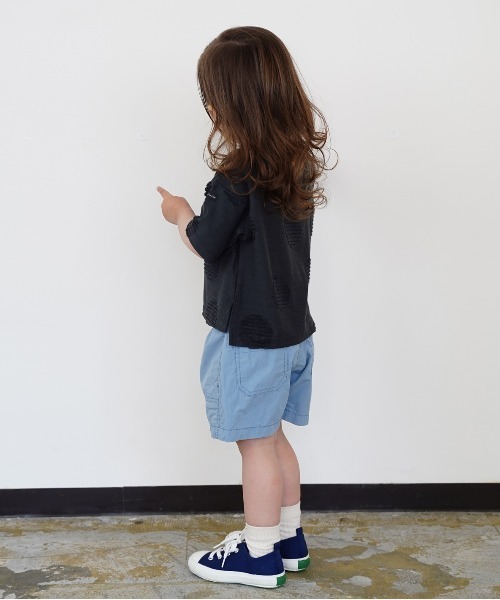 quoti use fith（クゥオティ　ユース　フィス）の「ドットジャガード 6分袖ビッグTシャツ（Tシャツ/カットソー・キッズ・チャコールグレー/ベージュ/ホワイト・110/130/90/100/120/80）」の13枚目の写真