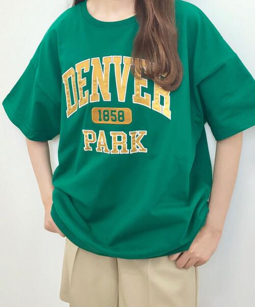 INGNI(イング)の「カレッジロゴミニスウェットトップス(Tシャツ/カットソー・レディース・ネイビー/レッド/オフホワイト/グリーン/オートミール・M)」の3枚目の写真