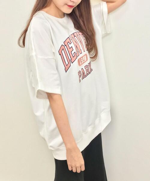 INGNI(イング)の「カレッジロゴミニスウェットトップス(Tシャツ/カットソー・レディース・ネイビー/レッド/オフホワイト/グリーン/オートミール・M)」の10枚目の写真