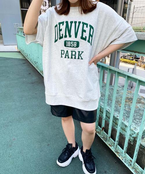INGNI(イング)の「カレッジロゴミニスウェットトップス(Tシャツ/カットソー・レディース・ネイビー/レッド/オフホワイト/グリーン/オートミール・M)」の6枚目の写真