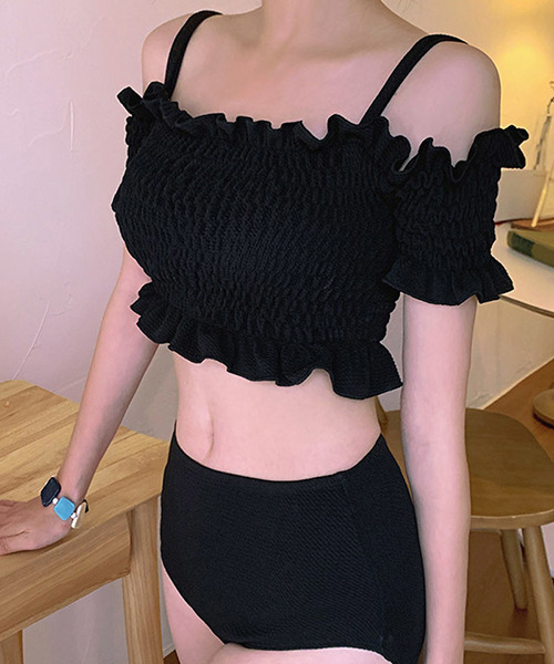 c.u.l(シーユーエル)の「オフショルダー セットアップ 水着 ビスチェ culb25(水着・レディース・ブラック/ブラウン/グリーン・M/XL/L)」の12枚目の写真