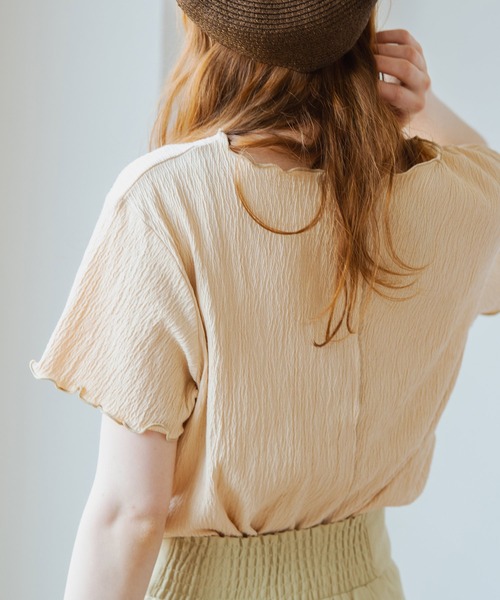 Crisp（クリスプ）の「バイカラーメロウショートTシャツ（Tシャツ/カットソー・レディース・ピンク/ブルー/アイボリー・FREE）」の7枚目の写真