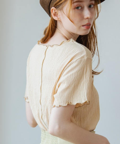 Crisp（クリスプ）の「バイカラーメロウショートTシャツ（Tシャツ/カットソー・レディース・ピンク/ブルー/アイボリー・FREE）」の8枚目の写真