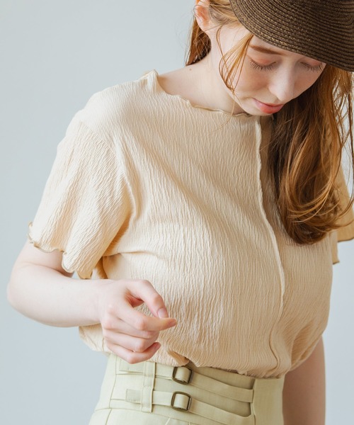 Crisp（クリスプ）の「バイカラーメロウショートTシャツ（Tシャツ/カットソー・レディース・ピンク/ブルー/アイボリー・FREE）」の9枚目の写真