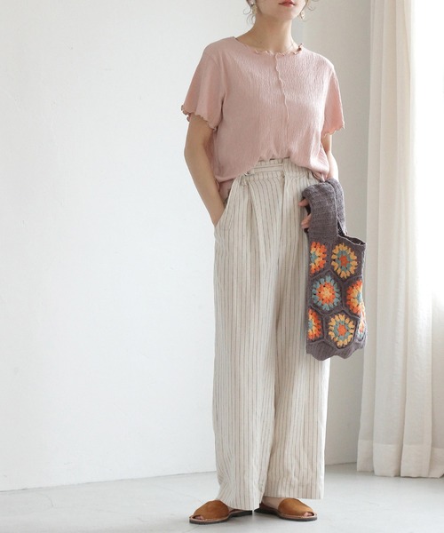 Crisp（クリスプ）の「バイカラーメロウショートTシャツ（Tシャツ/カットソー・レディース・ピンク/ブルー/アイボリー・FREE）」の13枚目の写真