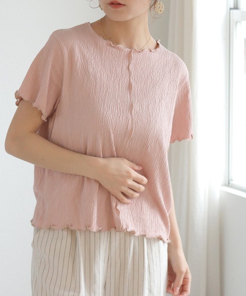 Crisp（クリスプ）の「バイカラーメロウショートTシャツ（Tシャツ/カットソー・レディース・ピンク/ブルー/アイボリー・FREE）」の14枚目の写真